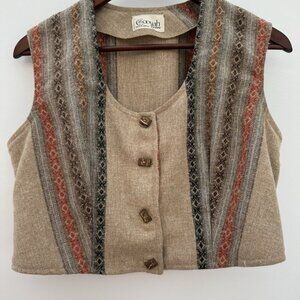 Rare Vintage Women Cooyah Boho Vest Wood Buttons Jamaican Approximately Small